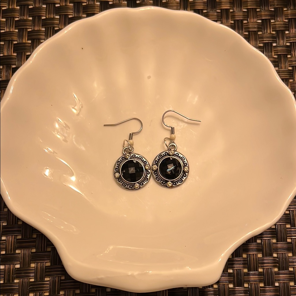 Elegant Silver And Black Earrings